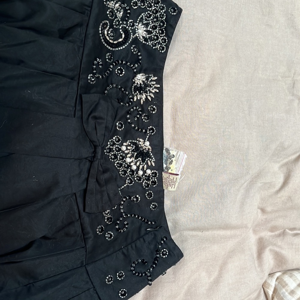 Free People black beaded, pleated skirt with bow front - Picture 4 of 7
